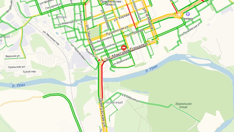 Пробки оренбург онлайн сейчас карта донгузская