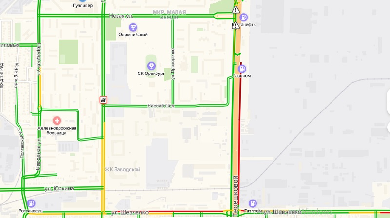 Карта пробок оренбург. Схема движения автомобилей с Терешковой на Донгузской. Схема движения автомобилей с Терешковой на Донгузской Оренбург. Где пробки в Оренбурге. Остановка Хабаровская Оренбург по Терешковой.
