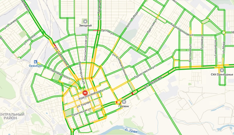 Пробки оренбург онлайн сейчас карта