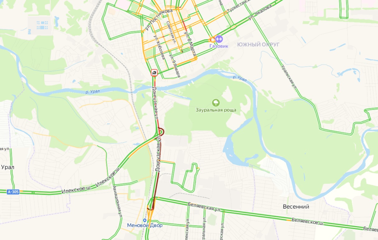 Пробки оренбург онлайн сейчас карта донгузская