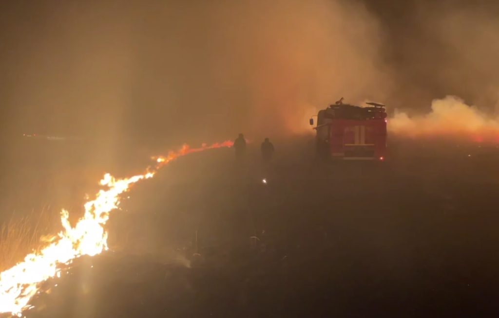 пожар в поле на востоке Оренбуржья 2