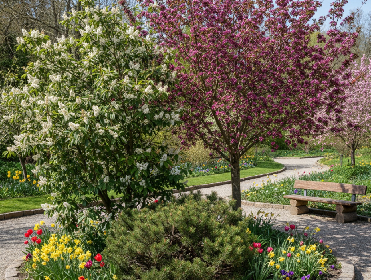 деревья в клумбе