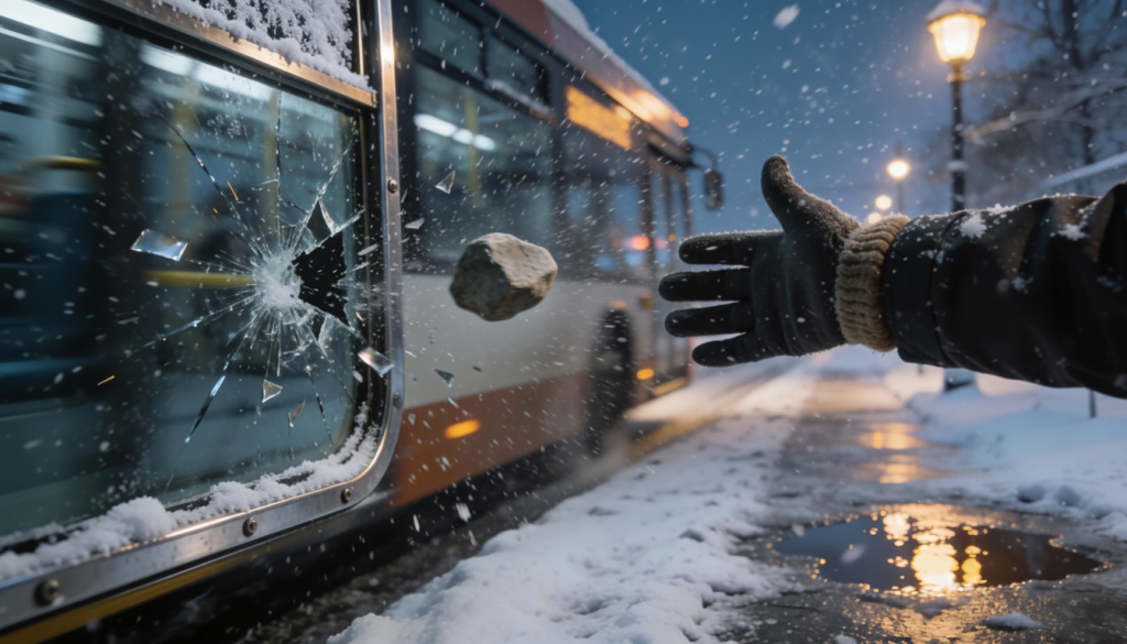 закидали автобус камнями