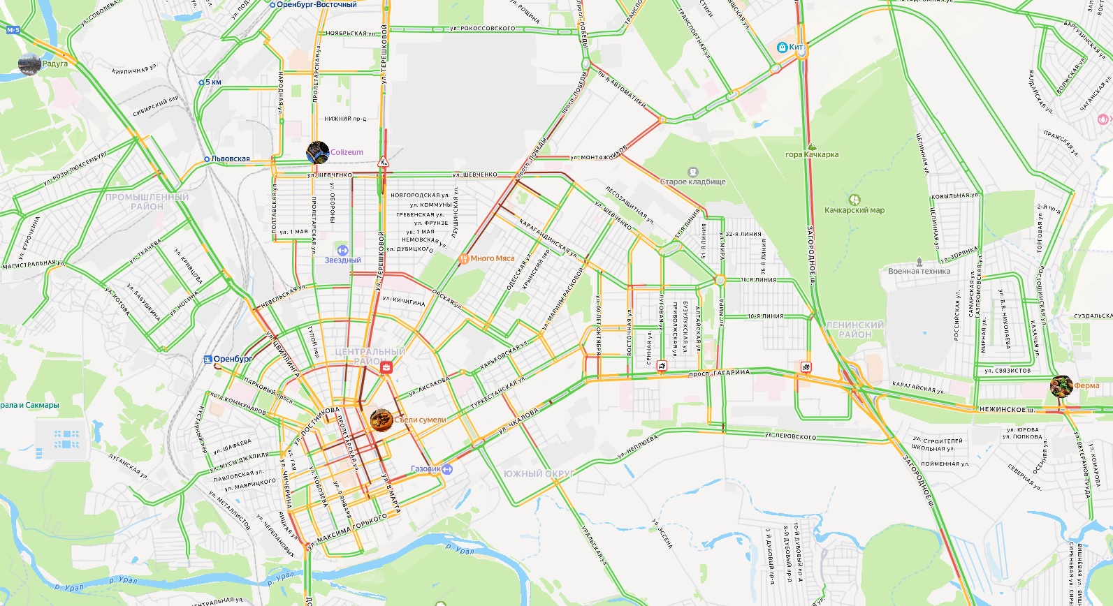 пробки в Оренбурге