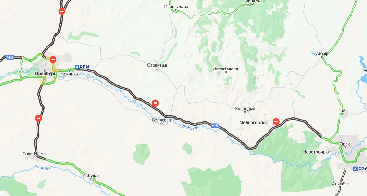 обстановка на трассе Оренбург-Орск